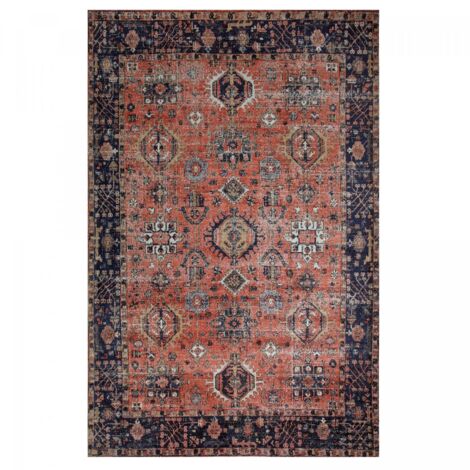 Tapis Orient tissé à plat Jacquard DIAMETRE 160 NOMEDI rouge , tapis en coton