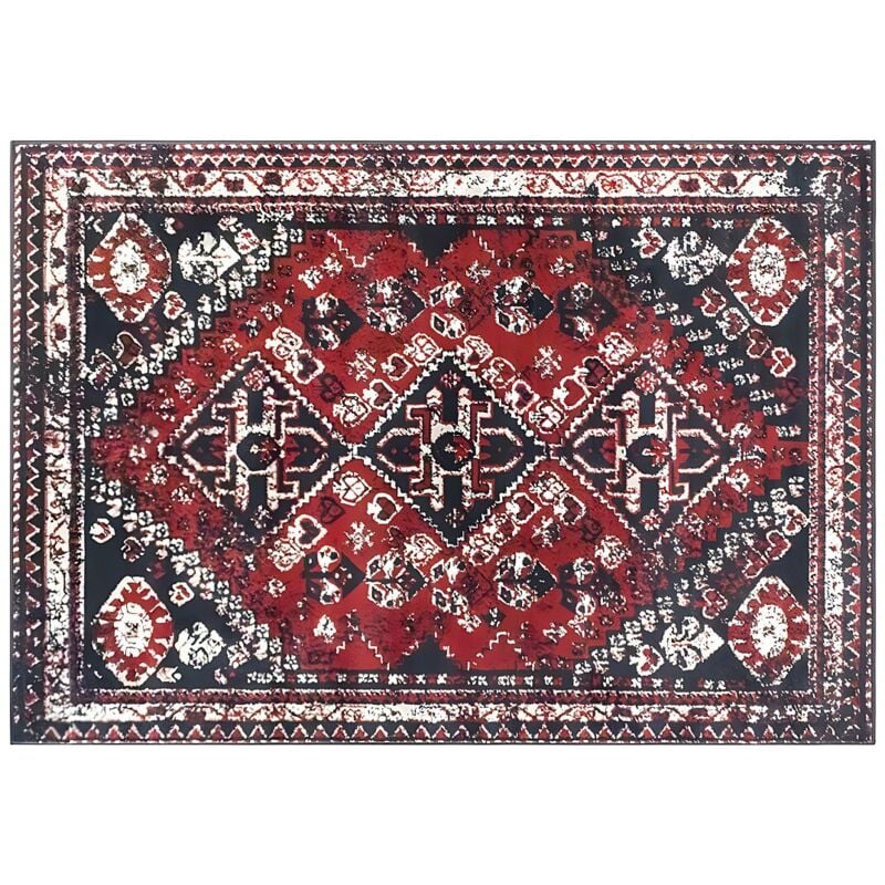 Vente-unique - Tapis oriental vintage - 160 x 230 cm - Rouge et noir - sylhet