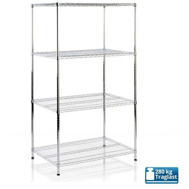 Étagère en métal Everest Chromé 3/4/5 Étagères 90 x 45 x 160 cm Charge Max : 350 kg