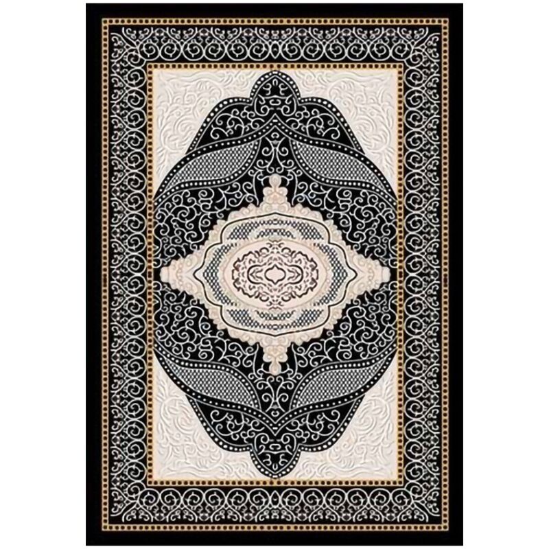 Tapis Ottoman Noir Dimensions - 120x180 – Qualité supérieure pour Maison, Appartement, Bureau – Style élégant et durable – Confort optimal, facile à
