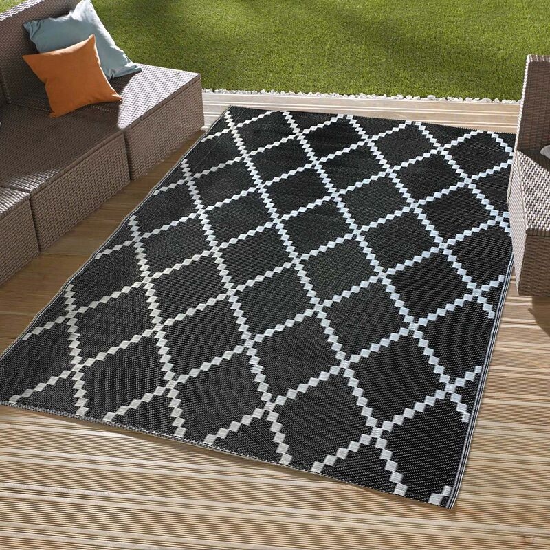 Tapis outdoor tressé recto/verso Noir 180 x280 cm - Noir