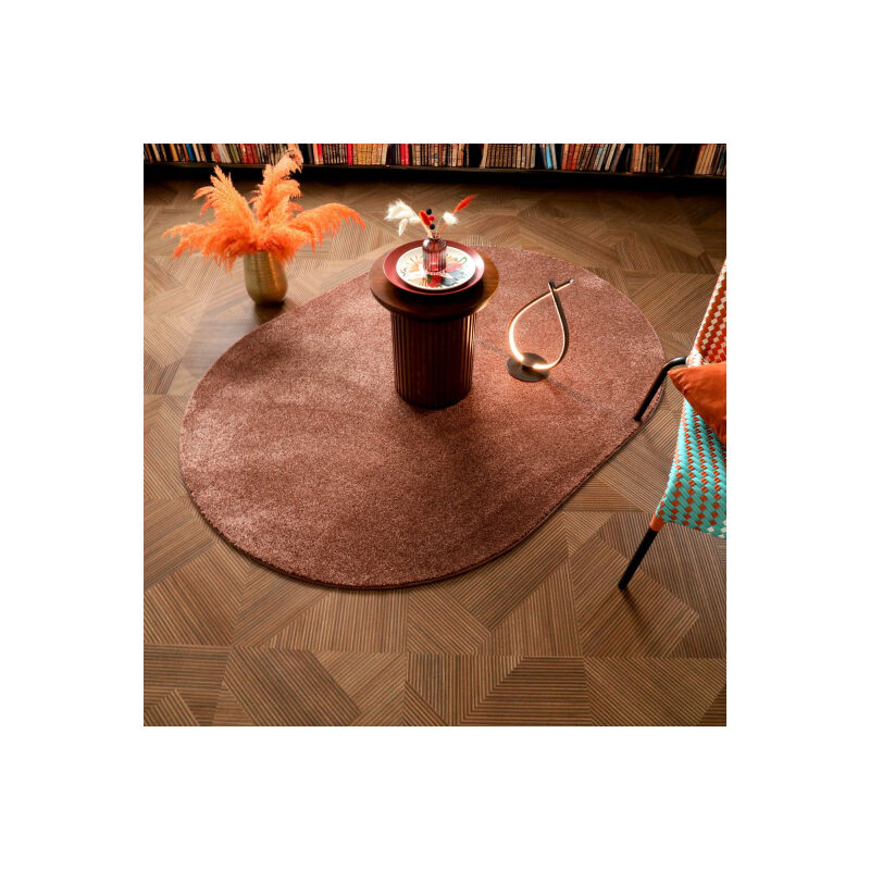 Décoweb - Tapis ovale - Lumicolor - Marron auburn - 120 x 170 cm
