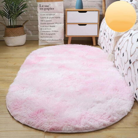 Tapis ovale ultra-doux pour chambre ou salon, 79 x 119 cm, lavable, antidérapant, tissé, ovale