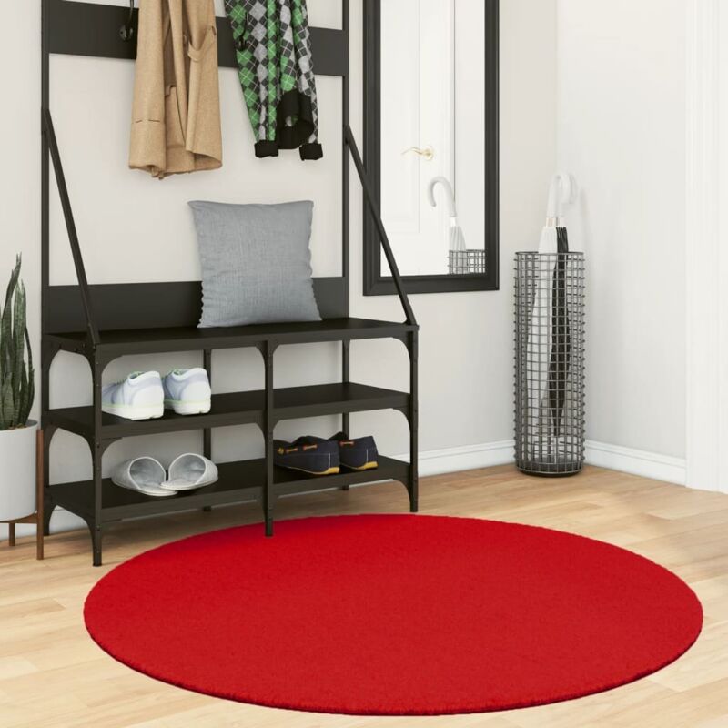Tapis oviedo à poils courts rouge ø 120 cm - Vidaxl