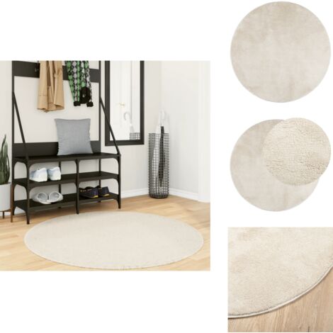 Tapis OVIEDO à poils courts beige Ø 120 cm - Tapis Salon - Tapis Chambre - Tapis Décoratif - Tapis Moelleux - Tapis Beige