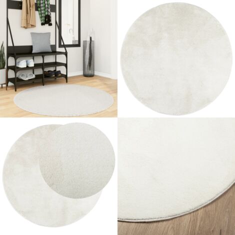 Tapis OVIEDO à poils courts crème Ø 120 cm - Tapis Salon - Tapis Chambre - Tapis Décoratif - Tapis Moelleux - Tapis Crème - Home & Living