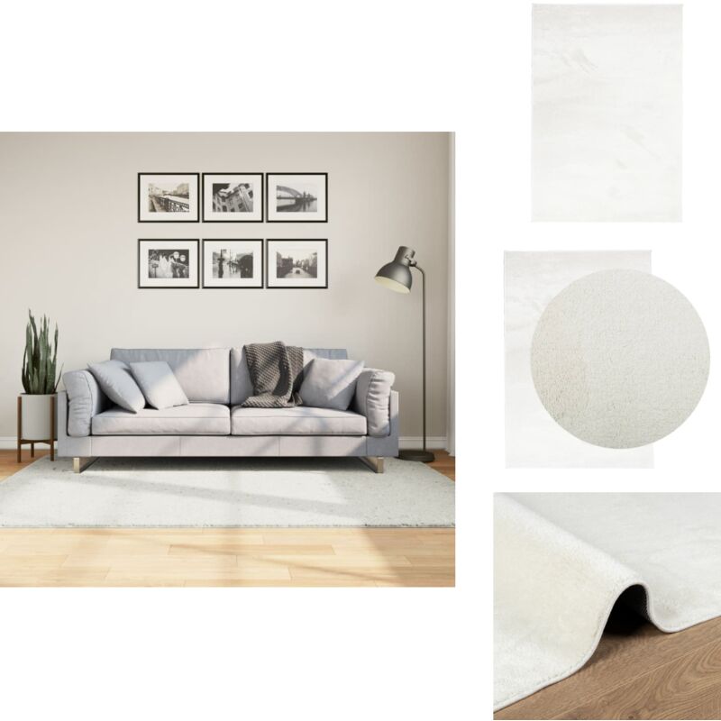 Tapis oviedo à poils courts crème 140x200 cm - Tapis Salon - Tapis Chambre - Tapis Décoratif - Tapis Moelleux - Tapis Couleur Crème