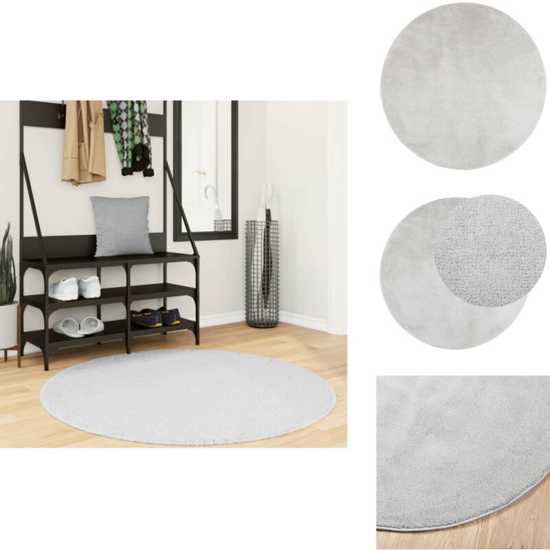 Tapis OVIEDO à poils courts gris Ø 120 cm - Tapis Salon - Tapis Chambre - Tapis Décoratif - Tapis Moelleux - Tapis Gris