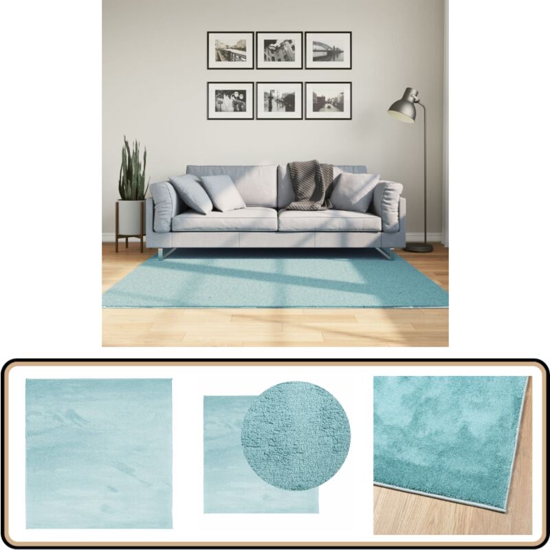 Tapis OVIEDO à poils courts vert 160x160 cm - Tapis Décoratif - Tapis Salon - Tapis Chambre - Tapis Vert - Tapis Moelleux