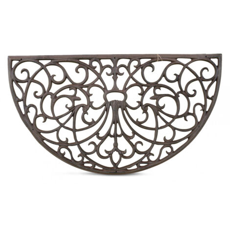 Tapis Paillasson Fer Forge Demi Lune Fonte 66.5cm - Marron - Marron