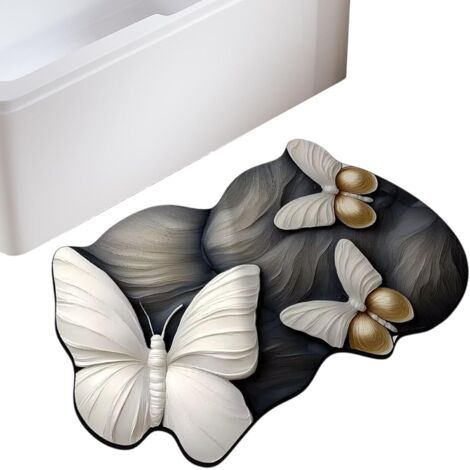 Tapis papillon pour salle de bain, tapis de sol papillon -