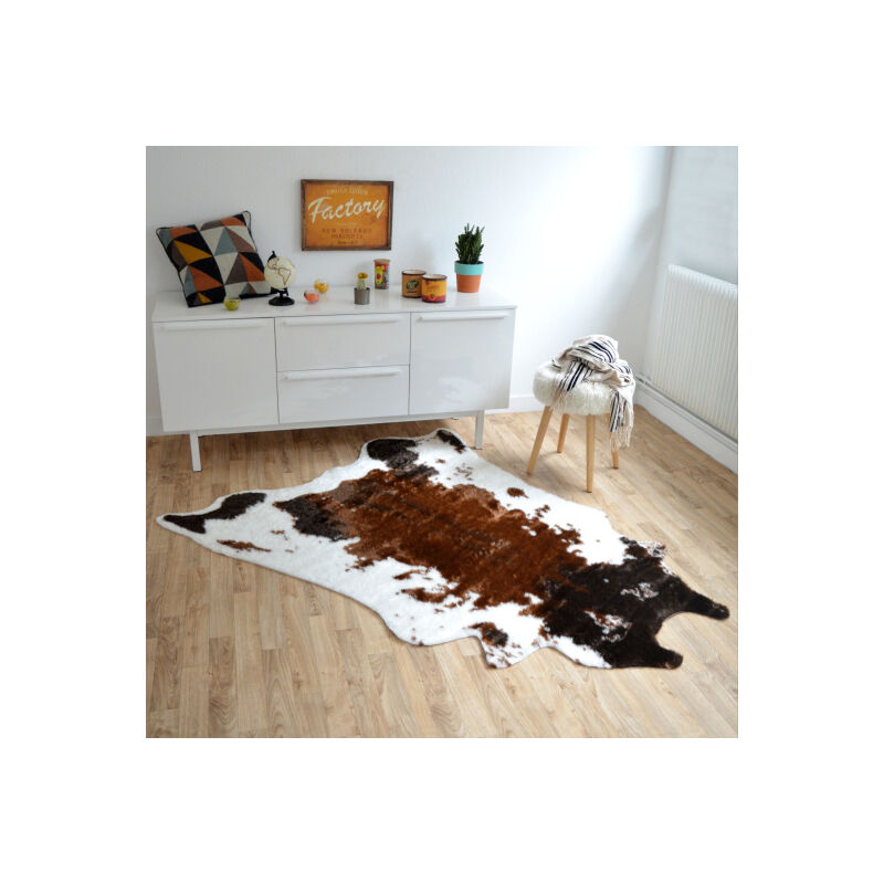 Décoweb - Tapis Peau de bête - Imitation vache Montbéliarde - Design - 150 x 210 cm