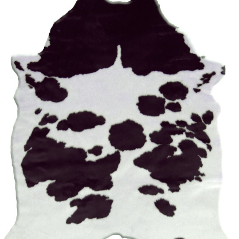 Décoweb - Tapis peau de bête - Imitation vache Holstein - Noir et blanc - 150 x 210 cm