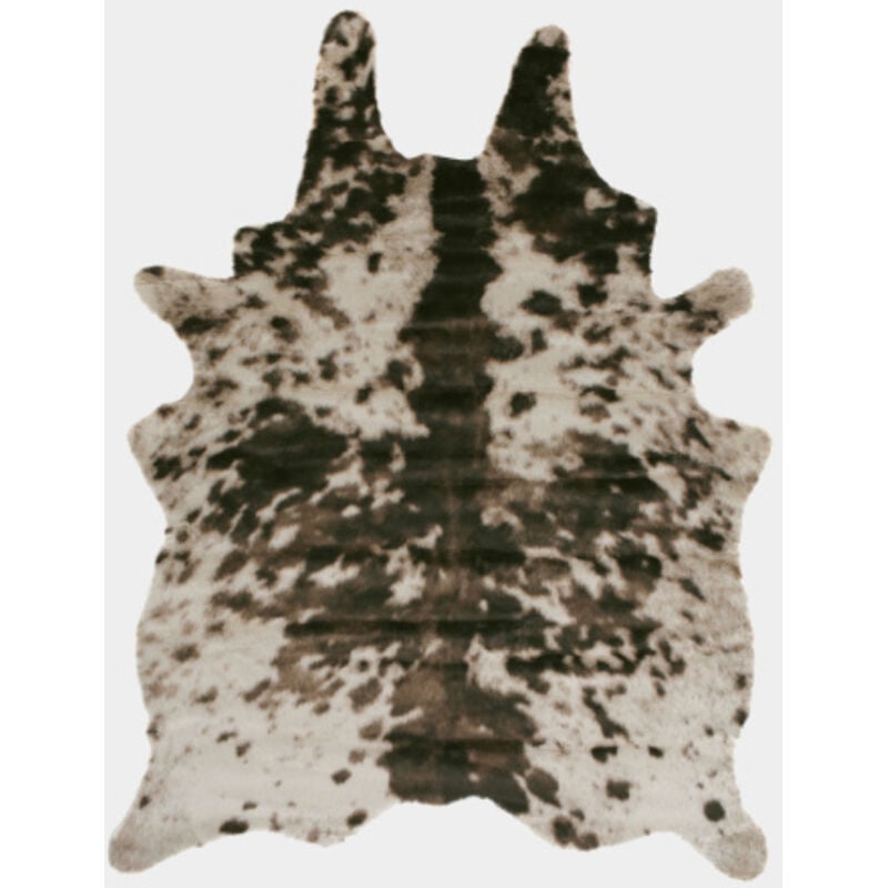 Décoweb - Tapis peau de bête - Imitation vache Normande - Brun et blanc - 140 x 170 cm