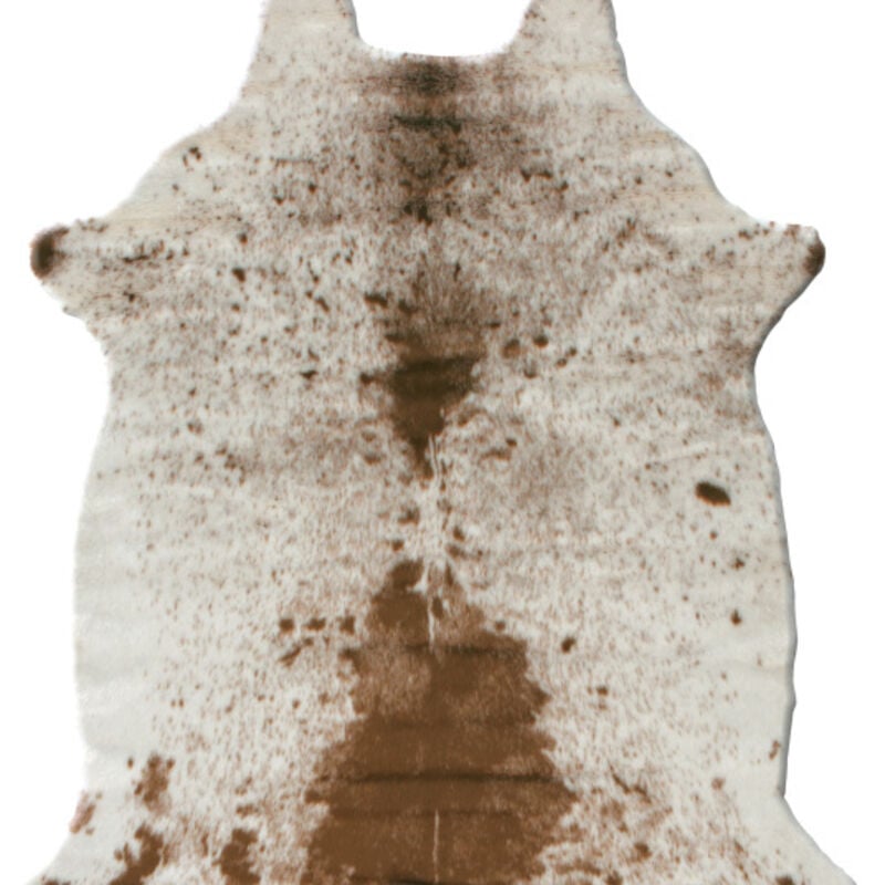 Décoweb - Tapis peau de bête - Imitation vache tachetée claire - Marron et blanc - 150 x 210 cm
