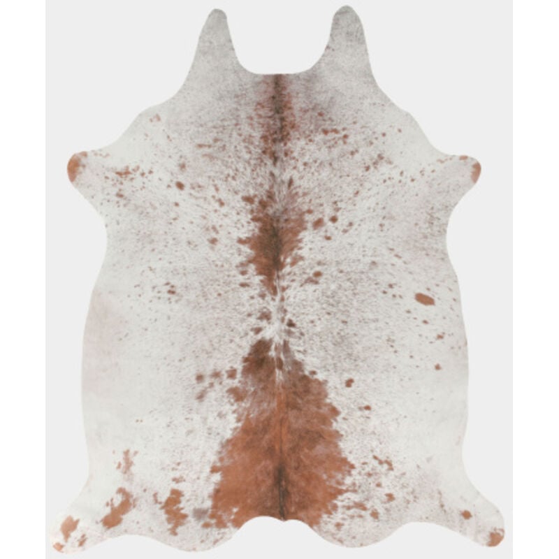 Décoweb - Tapis peau de bête imprimé hd - Imitation vache tachetée claire - Marron et blanc - 155 x 190 cm