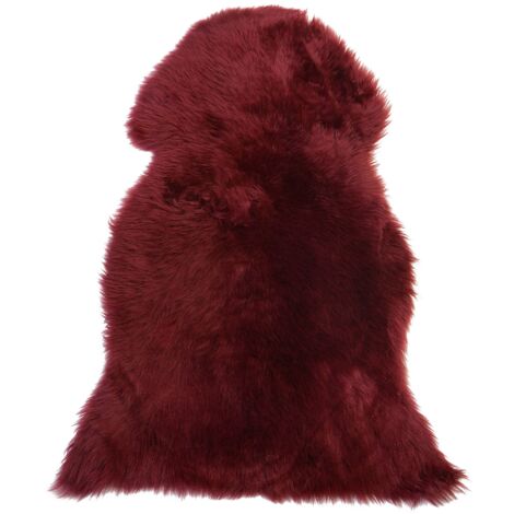 Tapis Peau de Mouton Rouge en Peau Authentique pour Chambre Rustique et Boho 65 x 110 cm Beliani - Rouge
