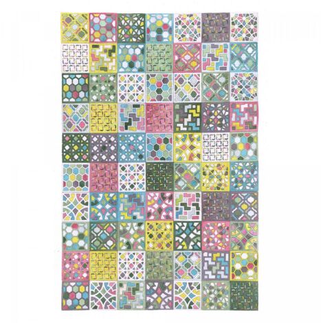 Tapis peau de vache 160x230 multicolore kilm fait à la main ROCK