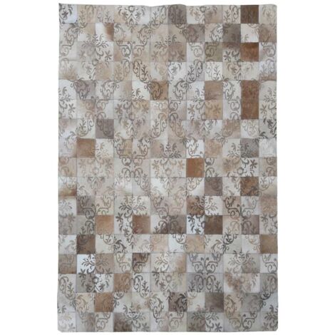 Tapis peau de vache 80x150 marron kilim fait main ELIZ