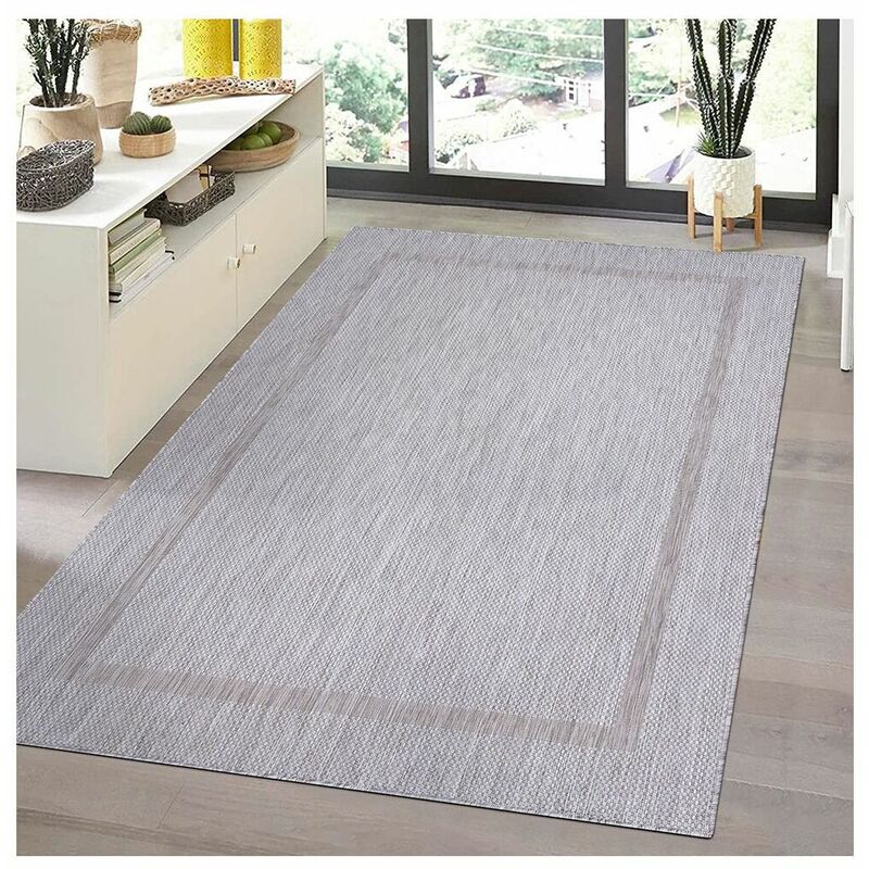 Tapis plat intérieur et extérieur contemporain Mirena Argenté 60x100