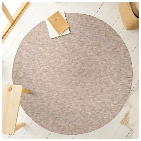 Tapis plat intérieur et extérieur contemporain rond Kiano Beige Ø 120