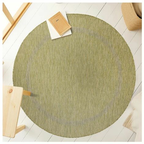 Tapis plat intérieur et extérieur contemporain rond Kiano Vert Ø 200