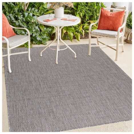 Tapis plat intérieur et extérieur rayé design Elena Beige 120x170