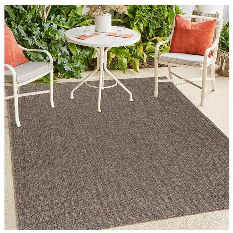 Tapis plat intérieur et extérieur rayé design Elena Cuivre 120x170