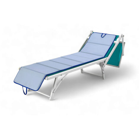 Tapis pliant pour lit de plage, transat, piscine, double face 52x200 et épaisseur 2 cm, avec poignées, couleur bleu/bleu clair