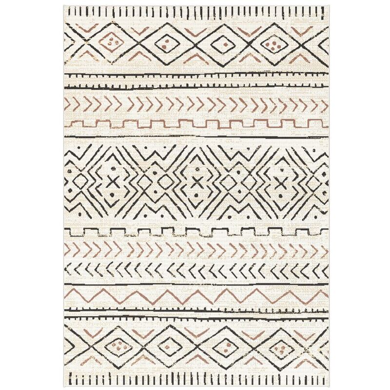 Tapis poil ras brenda motif abstrait 120x170 Beige - Bobochic