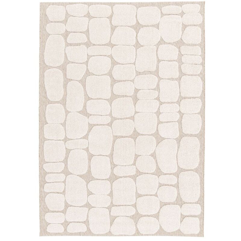 Bobochic - Tapis poil ras roku motif abstrait 160x230 Beige