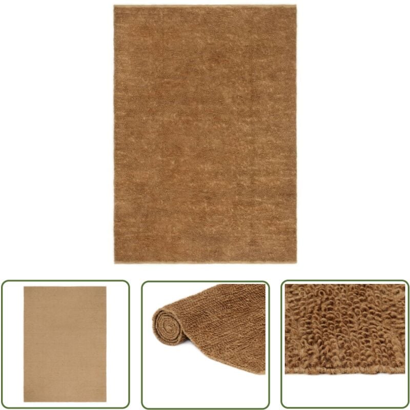 Les Tendances - The Living Store Tapis à poils bouclés fait à la main 80x160 cm Jute et coton - Tapis Moelleux - Tapis Jute - Tapis Artisanal - Tapis