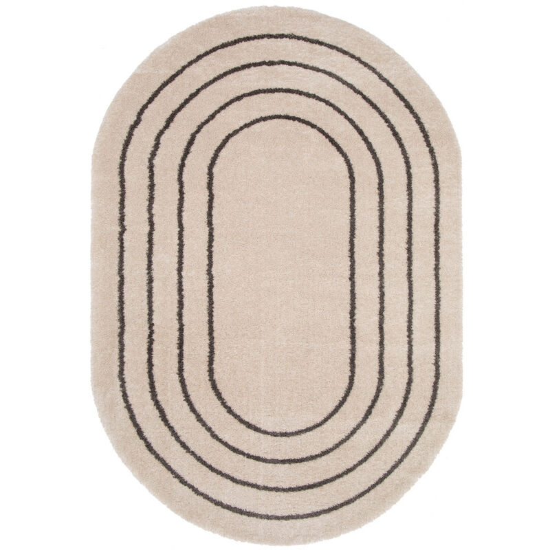 Bobochic - Tapis poils long yuna motif abstrait 160x229 Blanc