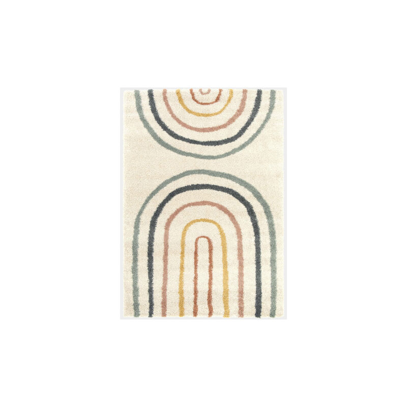 Décoweb - Tapis à poils longs - Rainbow - Couleurs pastel - 160 x 230 cm