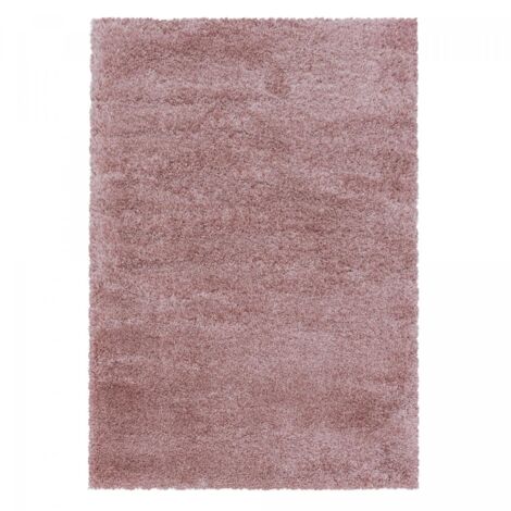 Tapis poils longs shaggy 160x230 rose tissé rectangle motif uni UNI B