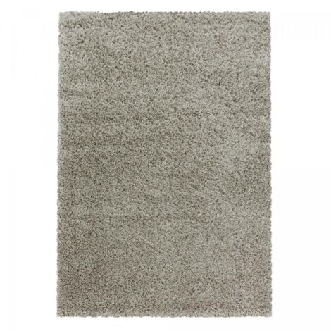 Tapis poils longs shaggy Ø80cm beige tissé rond motif uni UNI I