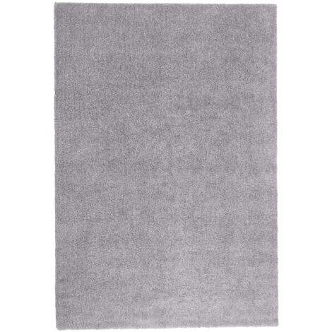 Tapis Poils Longs Shaggy Gris Clair en Polyester et Coton Très Doux au Toucher pour Chambre ou Salon au Style Moderne 140 x 200 cm Beliani