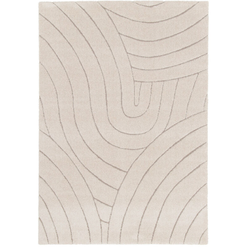 Bobochic - Tapis poils ras benoit motif abstrait 160x230 Beige