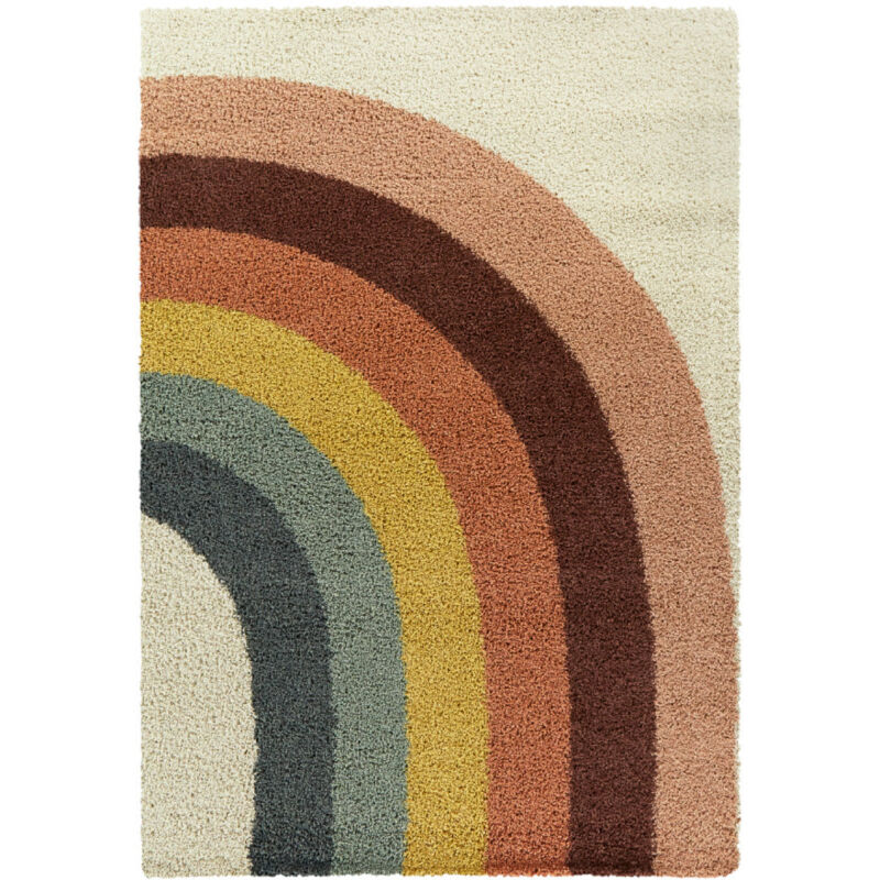 Tapis poils mi-longs claire motif abstrait 160x213 Multicolore - Bobochic