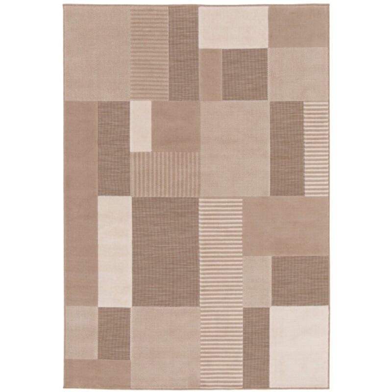Bobochic - Tapis poils ras claude motif graphique 160x230 Beige