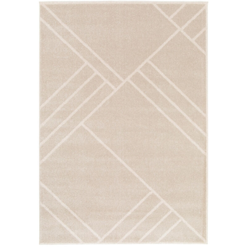 BOBOCHIC - Tapis poils ras CLAUDINE motif graphique 200x290 Beige