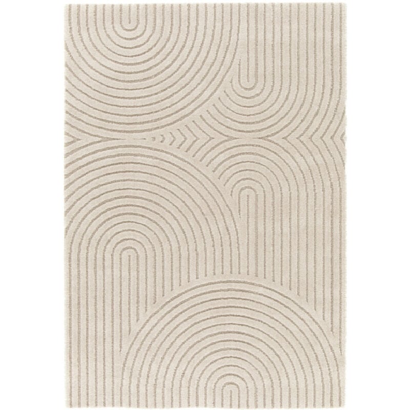 Bobochic - Tapis poils ras herve motif abstrait 200x290 Beige