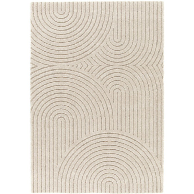 Bobochic - Tapis poils ras herve motif abstrait 160x230 Beige
