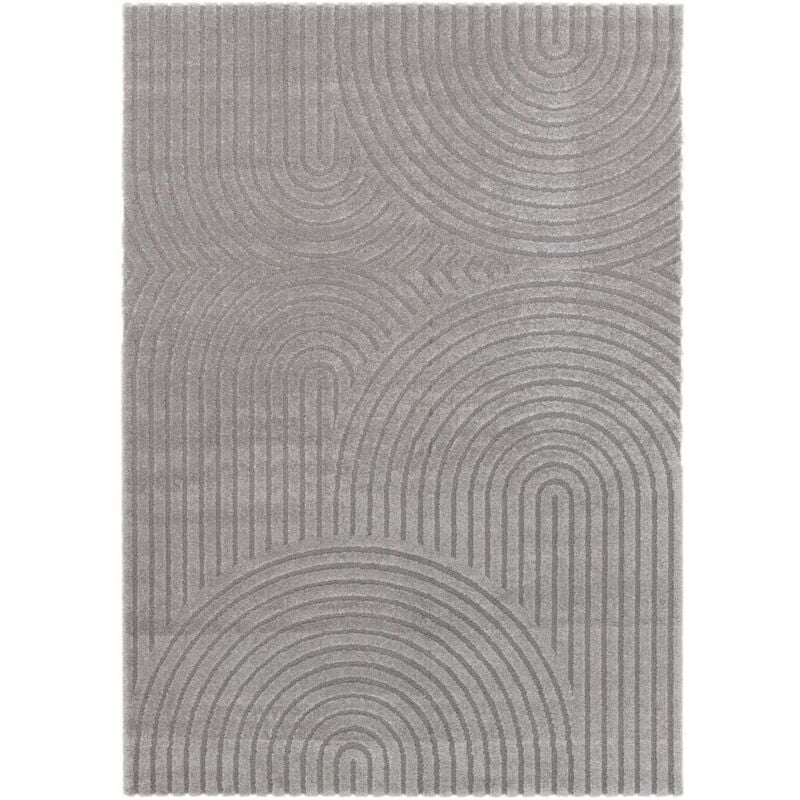 BOBOCHIC - Tapis poils ras HERVE motif abstrait 120x170 Gris