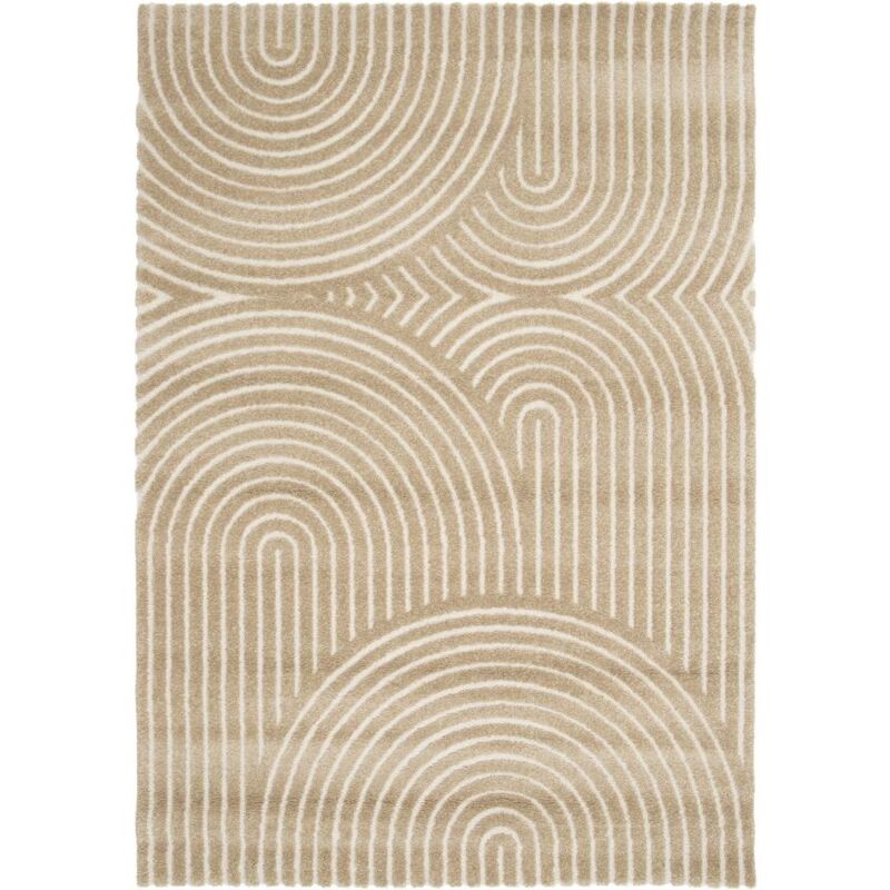 Bobochic - Tapis poils ras herve motif abstrait 200x290 Marron