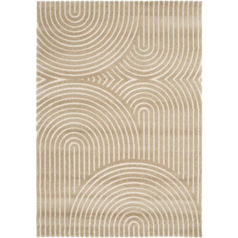 Bobochic - Tapis poils ras herve motif abstrait 160x230 Marron