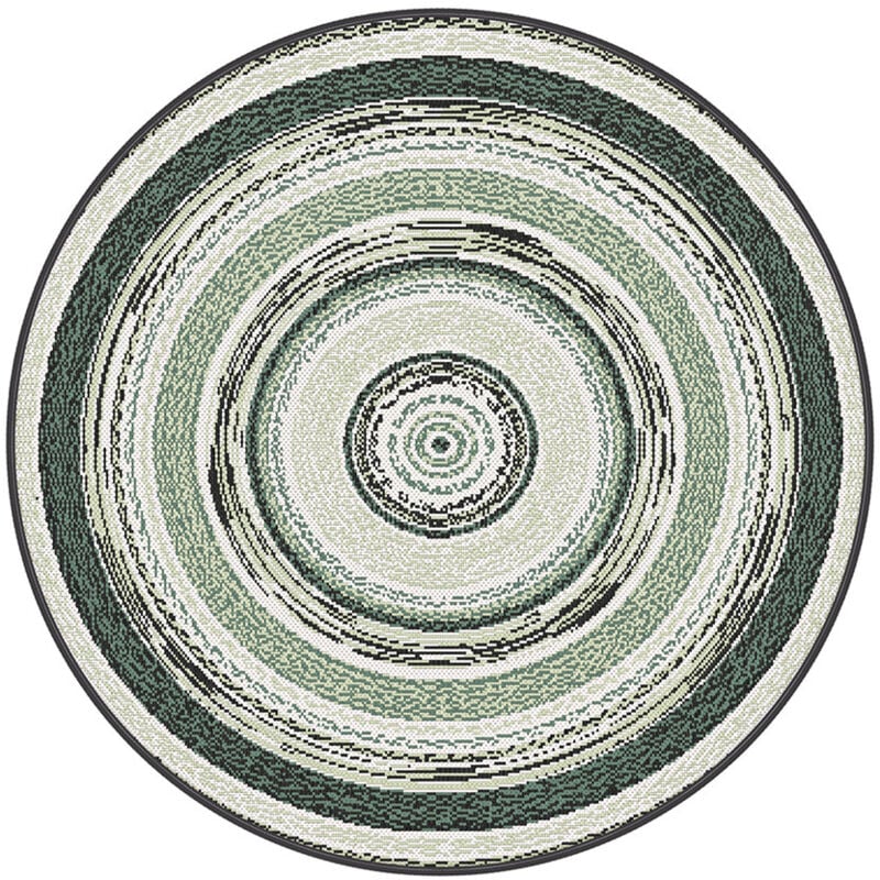 Bobochic - Tapis poils ras ivy motif vintage 120x120 Vert