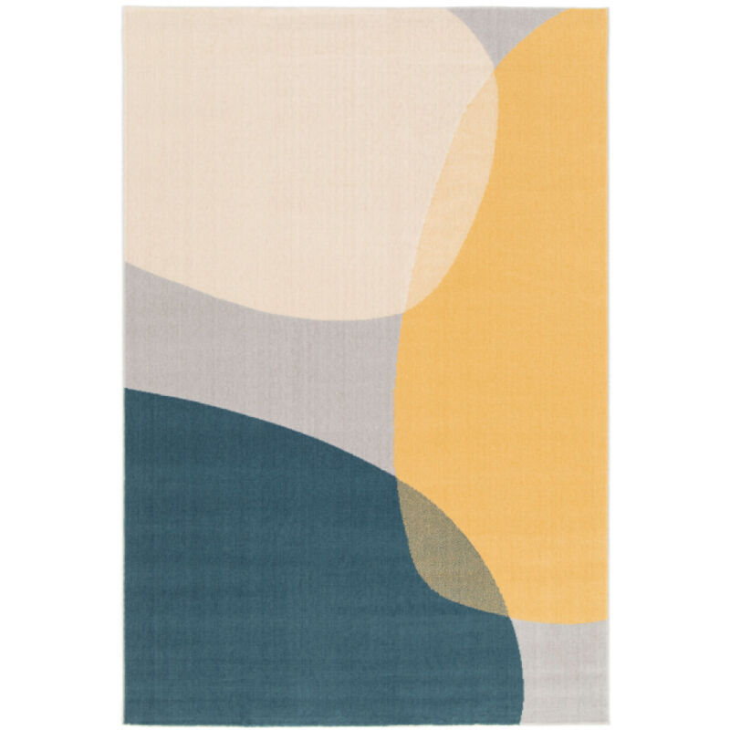 BOBOCHIC - Tapis poils ras NICOLE motif abstrait 160x230 Jaune