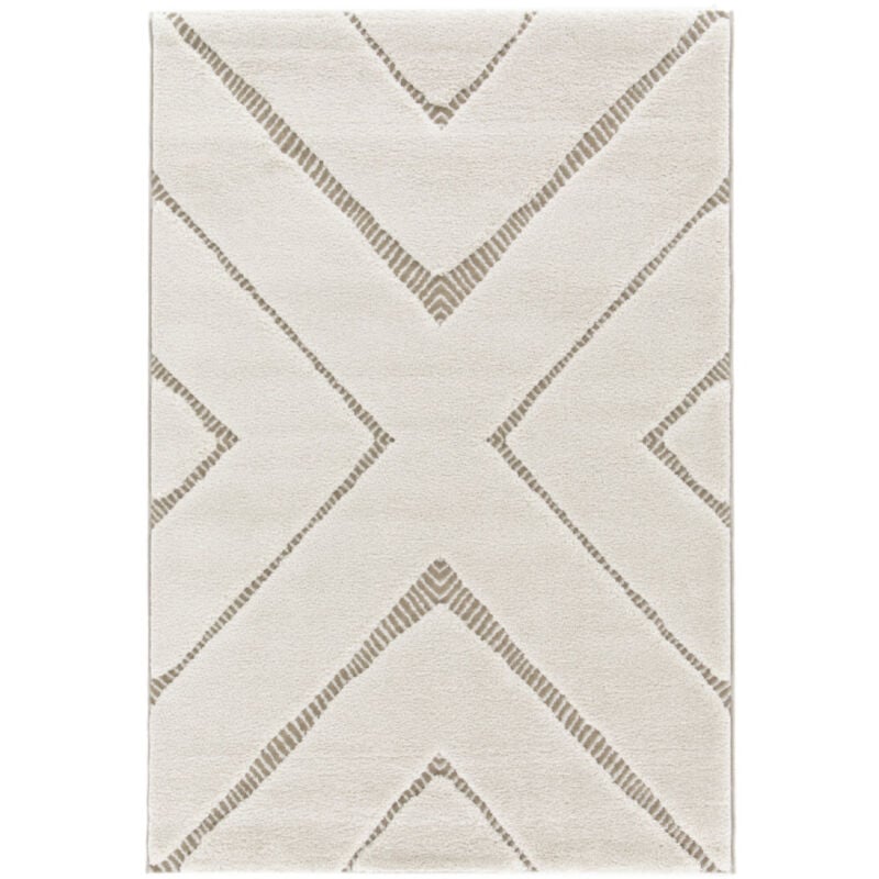 Bobochic - Tapis poils ras rachida motif graphique 160x230 Beige