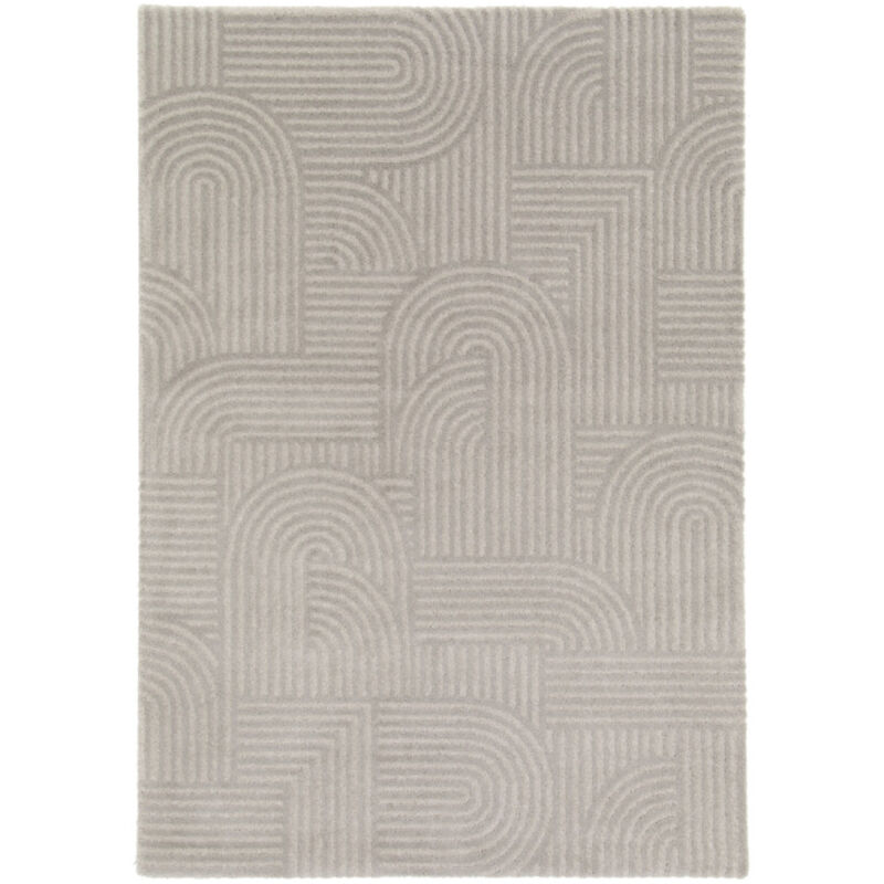 Bobochic - Tapis poils ras valerie motif abstrait 160x230 Gris clair